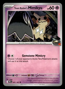 Voorkant Team Rocket's Mimikyu 87/182 uit Destined Rivals Uncommon Near Mint conditie Pokémon kaart productfoto