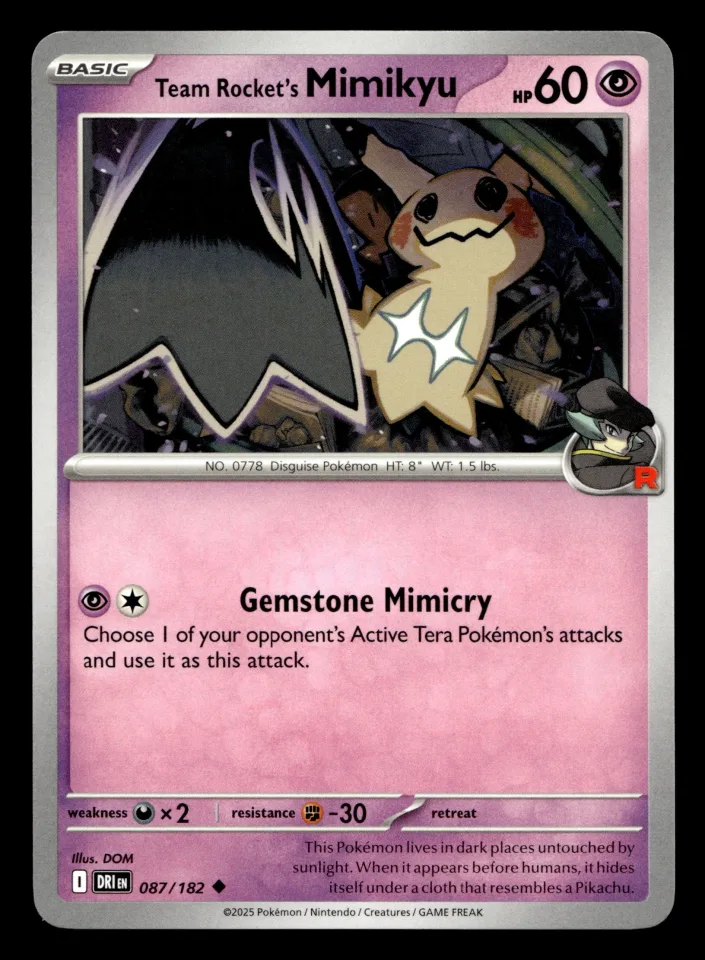Team Rocket's Mimikyu #87 uit Destined Rivals Uncommon Near Mint conditie productfoto