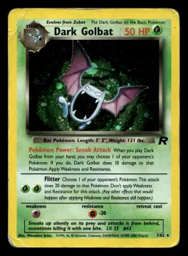 Voorkant Dark Golbat 7/82 uit Team Rocket Rare Holo Poor conditie Pokémon kaart productfoto