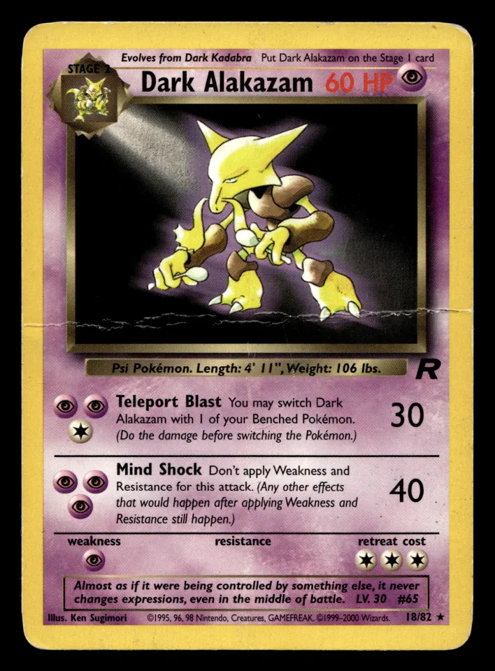Dark Alakazam #18 uit Team Rocket Rare Poor conditie productfoto