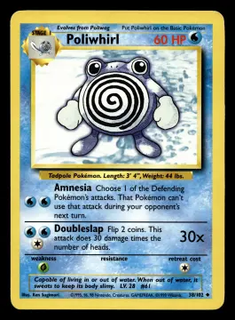 Voorkant Poliwhirl 38/102 uit Base Set Uncommon Near Mint - conditie Pokémon kaart productfoto NM- 2/3