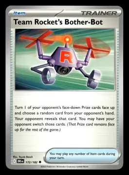 Voorkant Team Rocket's Bother-Bot 172/182 uit Destined Rivals Uncommon Near Mint conditie Pokémon kaart productfoto