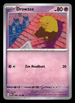 Voorkant Drowzee 96/165 uit 151 Common Near Mint conditie Pokémon kaart productfoto