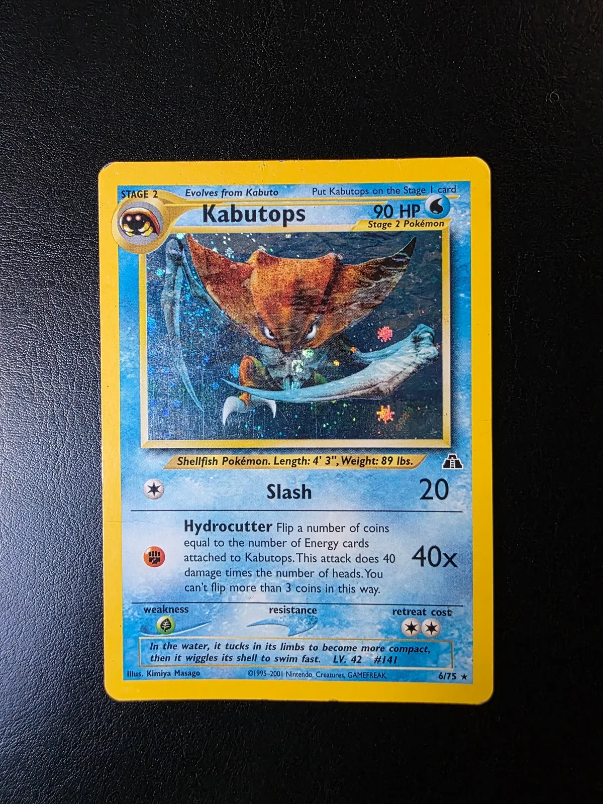 Referentieafbeelding Kabutops 6/75 uit Neo Discovery Rare Holo Light Played conditie Pokémon kaart productfoto