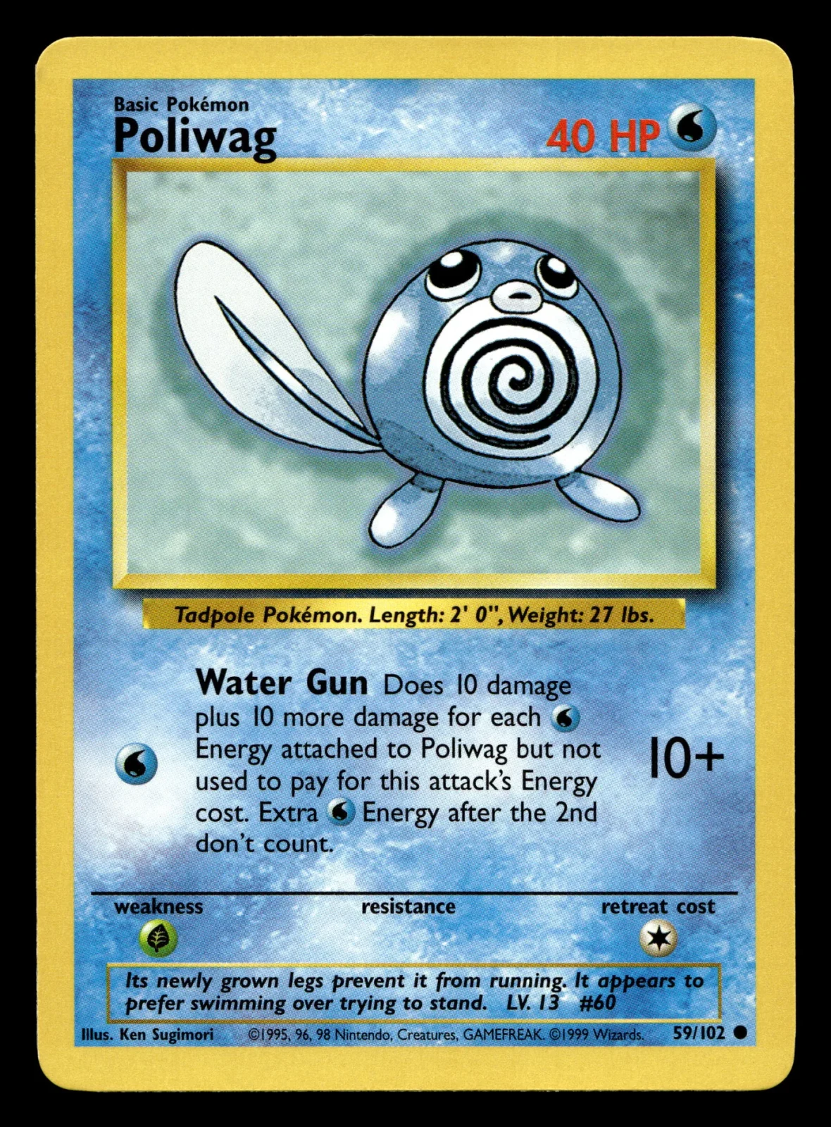 Voorkant Poliwag 59/102 uit Base Set Common Near Mint - conditie Pokémon kaart productfoto NM- 2/3