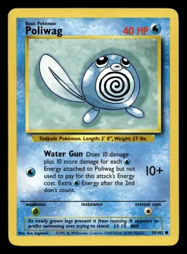 Voorkant Poliwag 59/102 uit Base Set Common Near Mint - conditie Pokémon kaart productfoto NM- 2/3