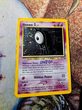Referentieafbeelding Unown [A] 14/75 uit Neo Discovery Rare Holo Played conditie Pokémon kaart productfoto