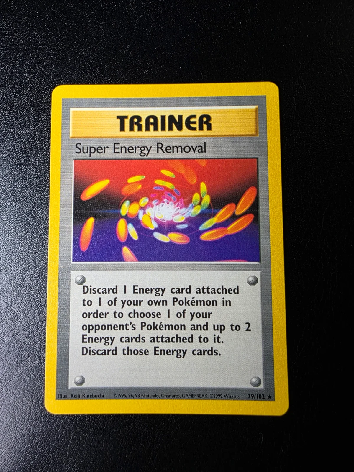 Voorkant Super Energy Removal 79/102 uit Base Set Rare Near Mint + conditie Pokémon kaart productfoto NM+ 1