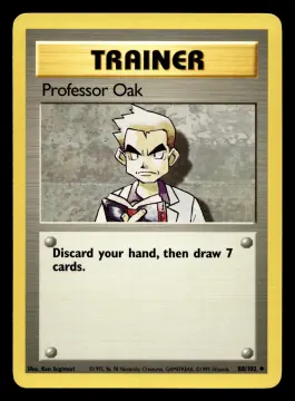 Voorkant Professor Oak 88/102 uit Base Set Uncommon Near Mint - conditie Pokémon kaart productfoto NM- 2/3