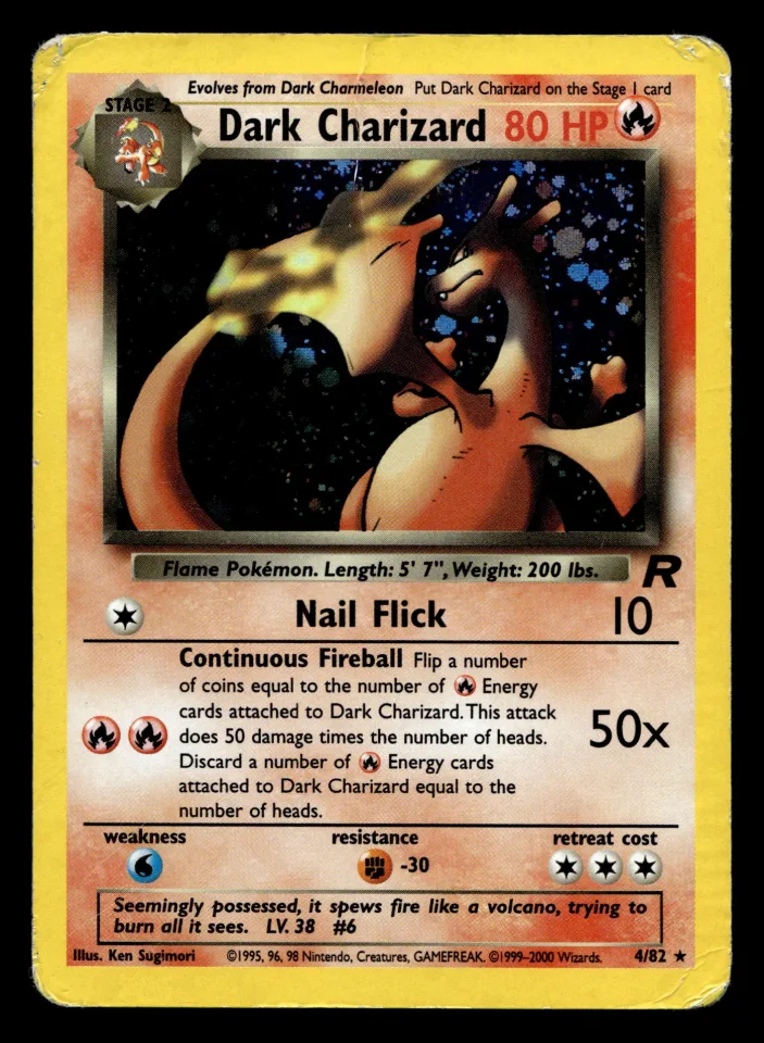 Dark Charizard #4 uit Team Rocket Rare Holo Played conditie productfoto