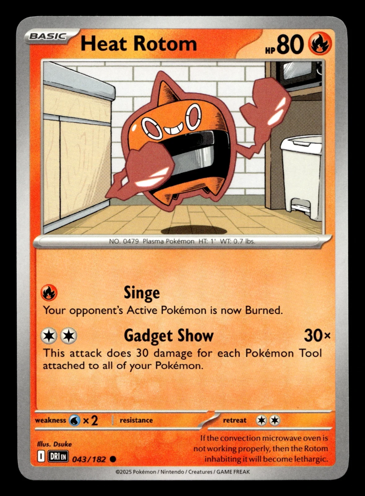 Voorkant Heat Rotom 43/182 uit Destined Rivals Common Near Mint conditie Pokémon kaart productfoto