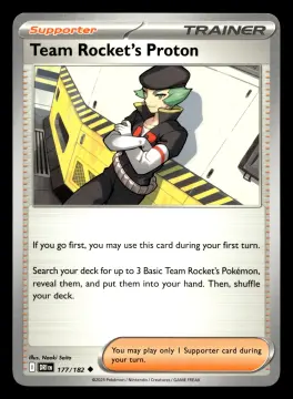 Voorkant Team Rocket's Proton 177/182 uit Destined Rivals Uncommon Near Mint conditie Pokémon kaart productfoto