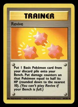 Voorkant Revive 89/102 uit Base Set Uncommon Excellent + conditie Pokémon kaart productfoto EX+ 1