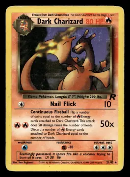 Voorkant Dark Charizard 21/82 uit Team Rocket Rare Played conditie Pokémon kaart productfoto