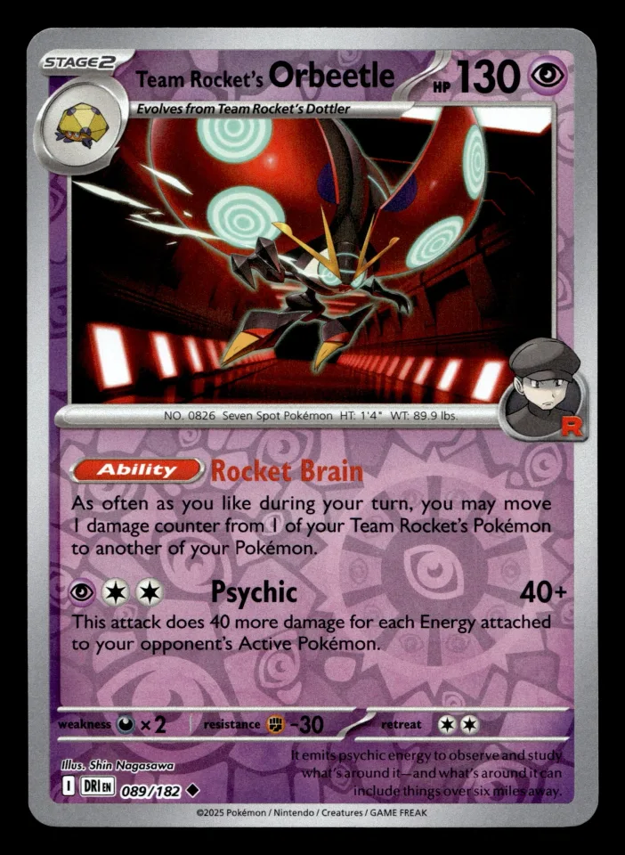 Team Rocket's Orbeetle #89 uit Destined Rivals Uncommon Near Mint conditie productfoto