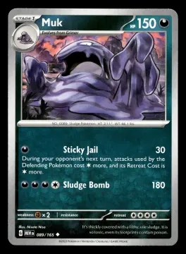 Voorkant Muk 89/165 uit 151 Uncommon Near Mint conditie Pokémon kaart productfoto