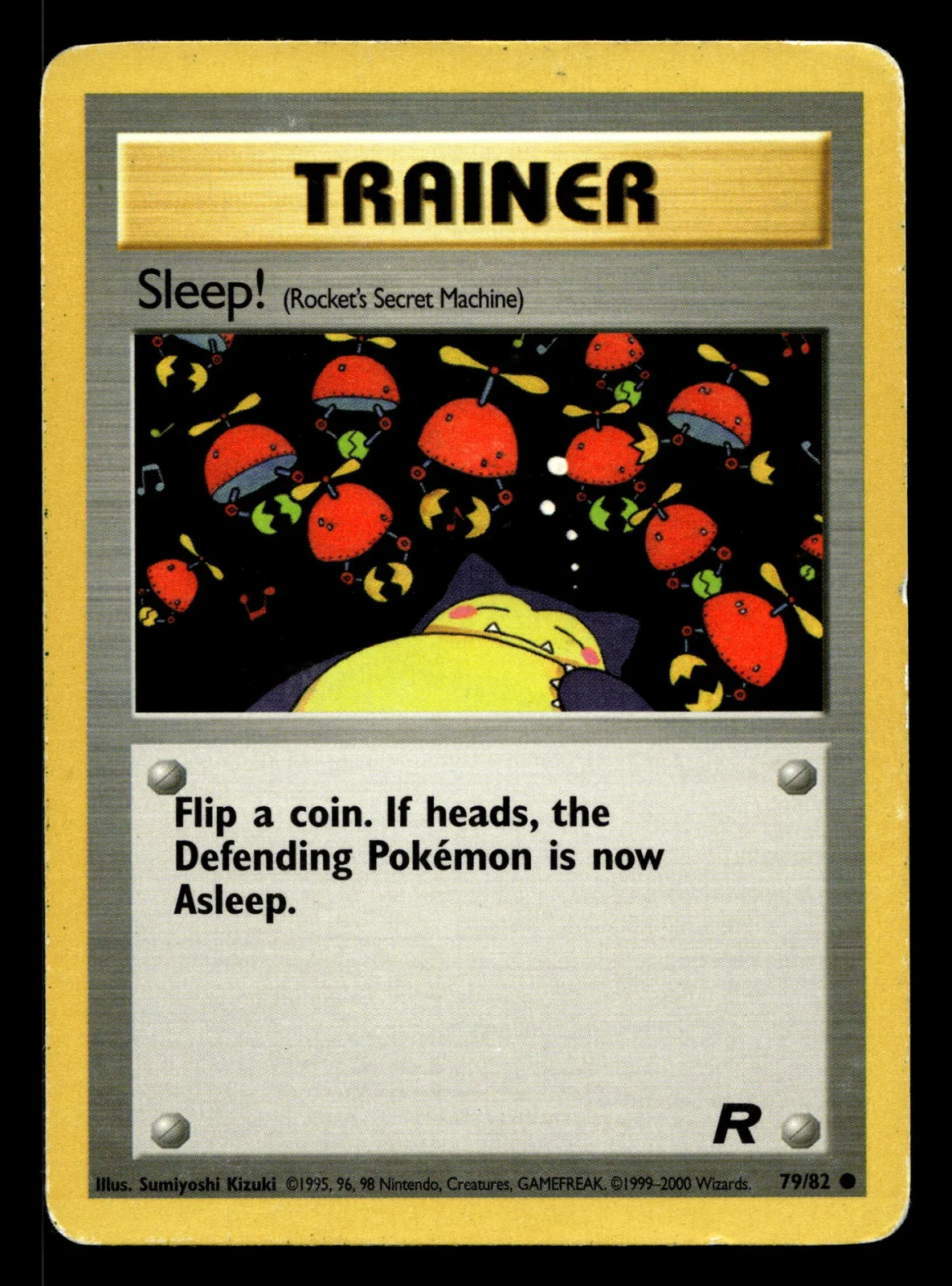 Voorkant Sleep! 79/82 uit Team Rocket Common Light Played conditie Pokémon kaart productfoto