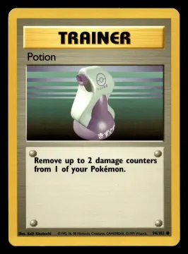 Voorkant Potion 94/102 uit Base Set Common Near Mint conditie Pokémon kaart productfoto NM 2/3