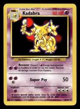 Voorkant Kadabra 32/102 uit Base Set Uncommon Near Mint - conditie Pokémon kaart productfoto NM- 2/2