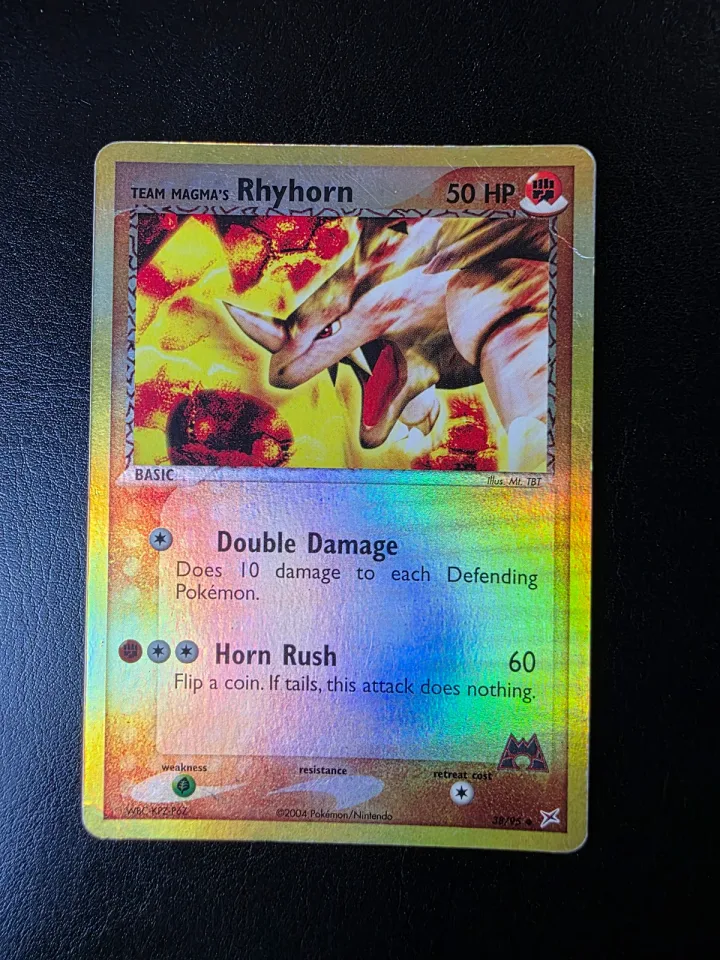 Team Magma's Rhyhorn #38 uit Team Magma vs Team Aqua Uncommon Light Played conditie productfoto