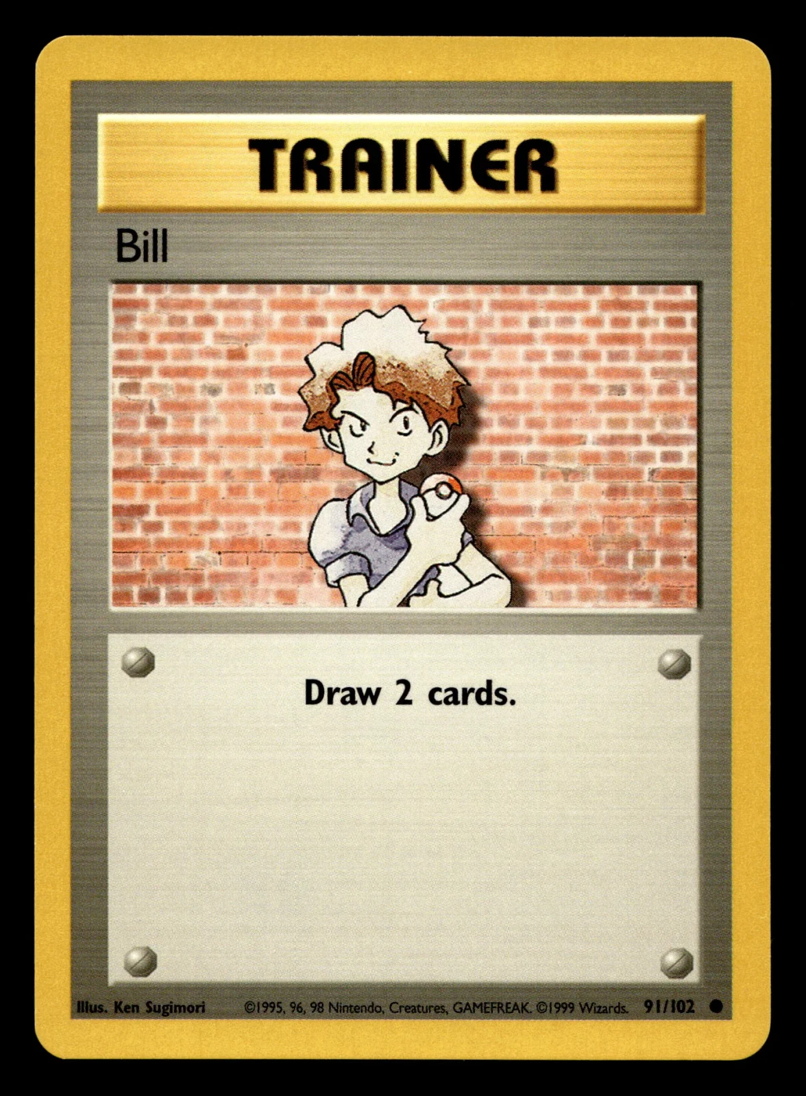 Voorkant Bill 91/102 uit Base Set Common Near Mint conditie Pokémon kaart productfoto NM 3/3