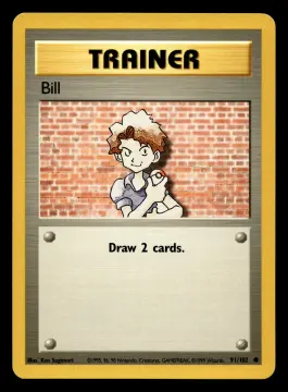 Voorkant Bill 91/102 uit Base Set Common Near Mint conditie Pokémon kaart productfoto NM 3/3