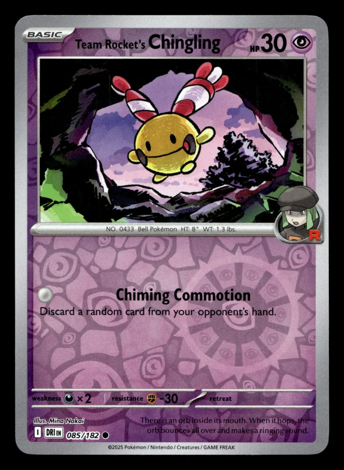 Team Rocket's Chingling #85 uit Destined Rivals Common Near Mint conditie productfoto