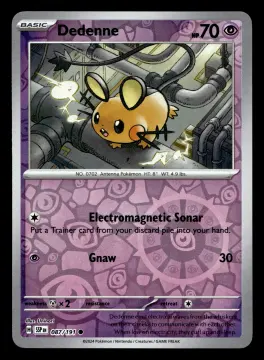 Voorkant Dedenne 87/191 uit Surging Sparks Common Near Mint conditie Pokémon kaart productfoto