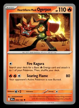 Voorkant Hearthflame Mask Ogerpon 44/182 uit Destined Rivals Uncommon Near Mint conditie Pokémon kaart productfoto