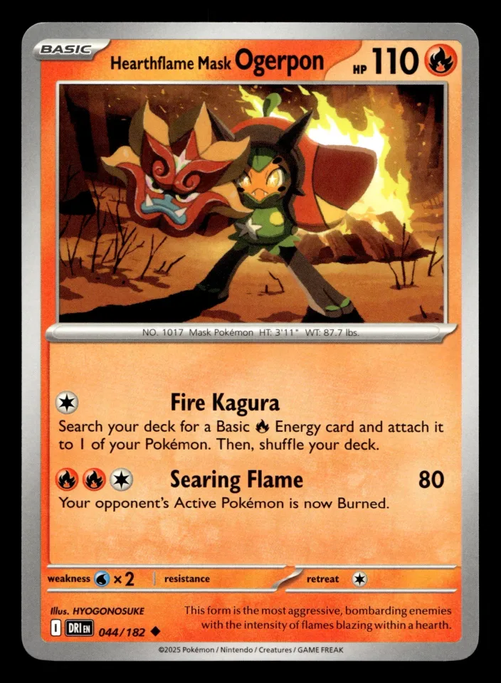 Hearthflame Mask Ogerpon #44 uit Destined Rivals Uncommon Near Mint conditie productfoto