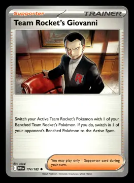 Voorkant Team Rocket's Giovanni 174/182 uit Destined Rivals Uncommon Near Mint conditie Pokémon kaart productfoto