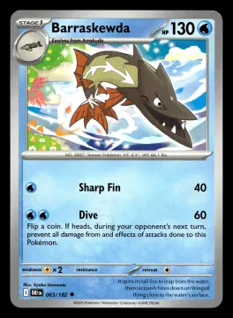 Voorkant Barraskewda 63/182 uit Destined Rivals Uncommon Near Mint conditie Pokémon kaart productfoto