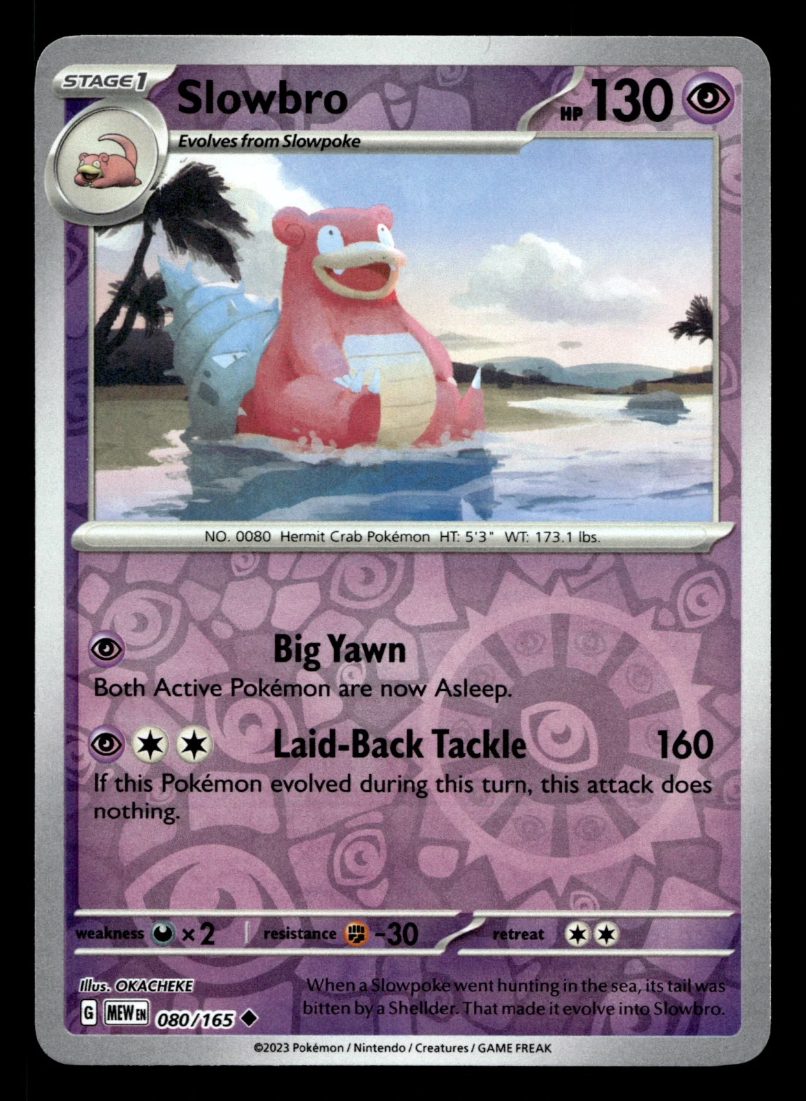 Voorkant Slowbro 80/165 uit 151 Uncommon Near Mint conditie Pokémon kaart productfoto