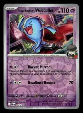 Voorkant Team Rocket's Wobbuffet 82/182 uit Destined Rivals Rare Near Mint conditie Pokémon kaart productfoto
