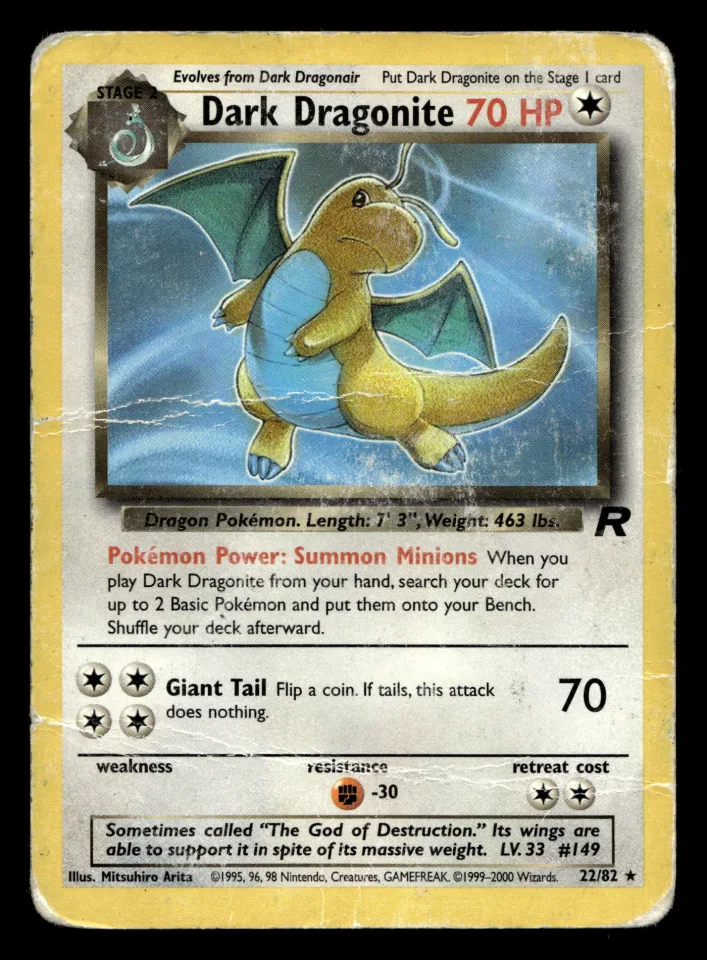 Dark Dragonite #22 uit Team Rocket Rare Poor conditie productfoto