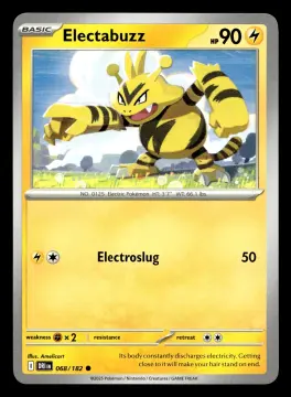 Voorkant Electabuzz 68/182 uit Destined Rivals Common Near Mint conditie Pokémon kaart productfoto