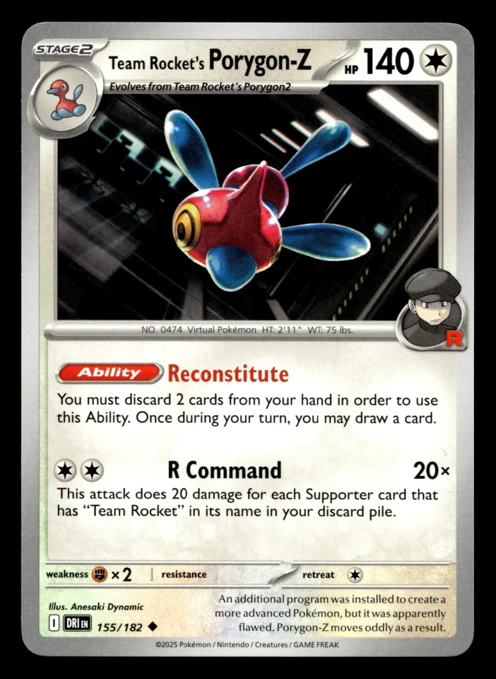 Team Rocket's Porygon-Z #155 uit Destined Rivals Uncommon Near Mint conditie productfoto