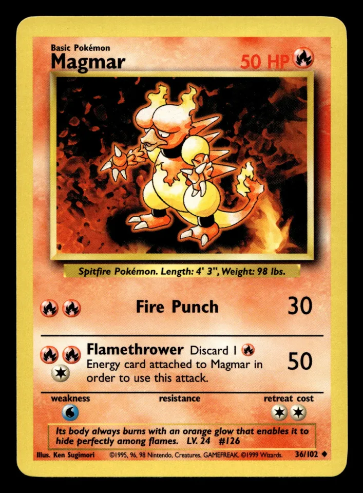 Magmar #36 uit Base Set Uncommon Near Mint conditie productfoto