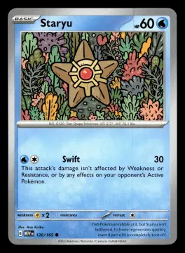 Voorkant Staryu 120/165 uit 151 Common Near Mint conditie Pokémon kaart productfoto