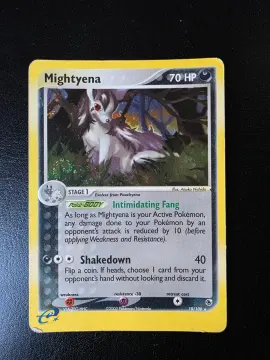 Referentieafbeelding Mightyena 10/109 uit Ruby & Sapphire Rare Holo Light Played conditie Pokémon kaart productfoto LP 2