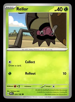Voorkant Rellor 24/182 uit Destined Rivals Common Near Mint conditie Pokémon kaart productfoto