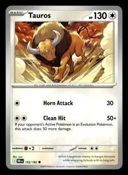 Voorkant Tauros 152/182 uit Destined Rivals Common Near Mint conditie Pokémon kaart productfoto