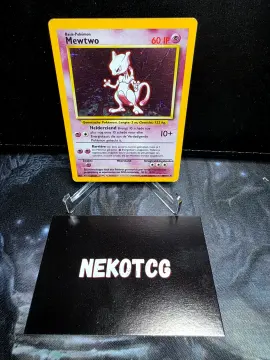 Referentieafbeelding Mewtwo 10/102 uit Base Set Rare Holo Played conditie Pokémon kaart productfoto PL 1/2