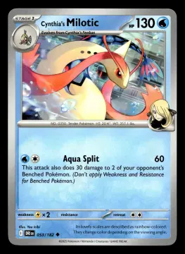 Voorkant Cynthia's Milotic 53/182 uit Destined Rivals Uncommon Near Mint conditie Pokémon kaart productfoto
