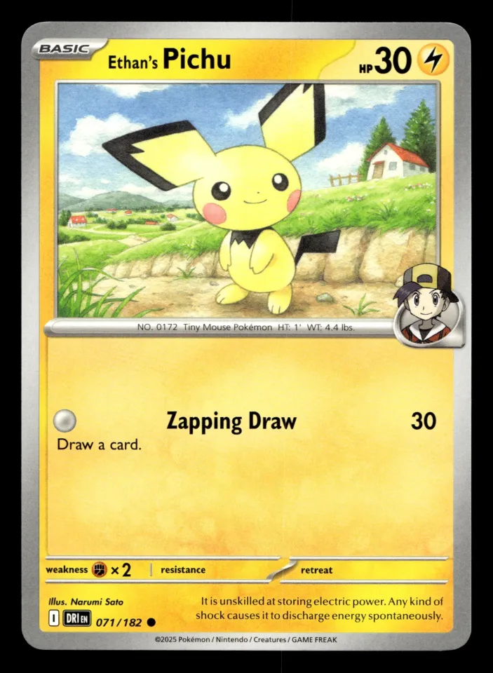 Ethan's Pichu #71 uit Destined Rivals Common Near Mint conditie productfoto
