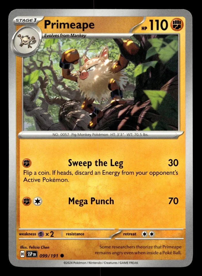 Primeape #99 uit Surging Sparks Common Near Mint conditie productfoto