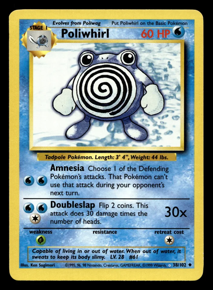 Poliwhirl #38 uit Base Set Uncommon Excellent - conditie productfoto