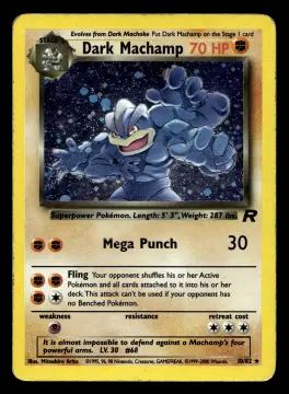 Voorkant Dark Machamp 10/82 uit Team Rocket Rare Holo Light Played conditie Pokémon kaart productfoto