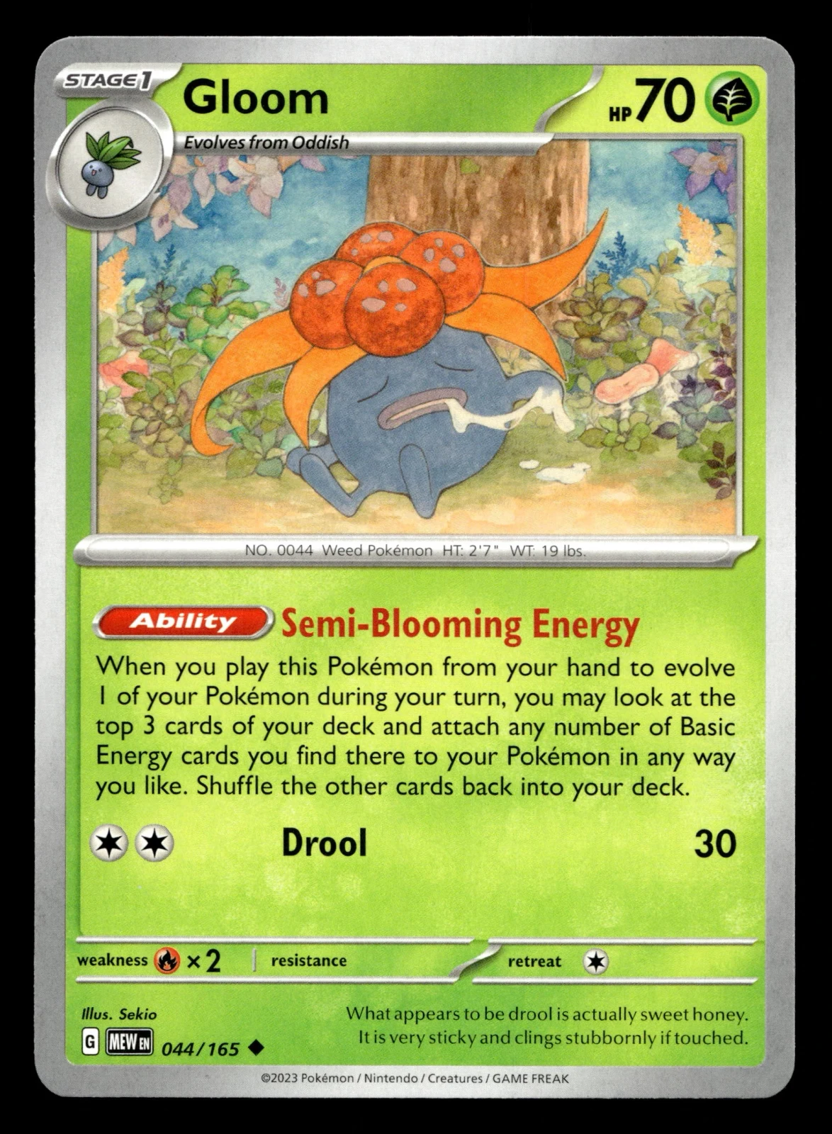 Voorkant Gloom 44/165 uit 151 Uncommon Near Mint conditie Pokémon kaart productfoto
