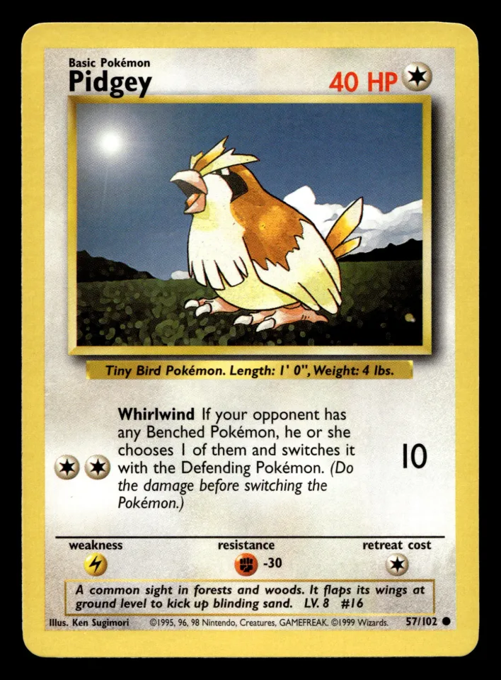 Pidgey #57 uit Base Set Common Excellent + conditie productfoto